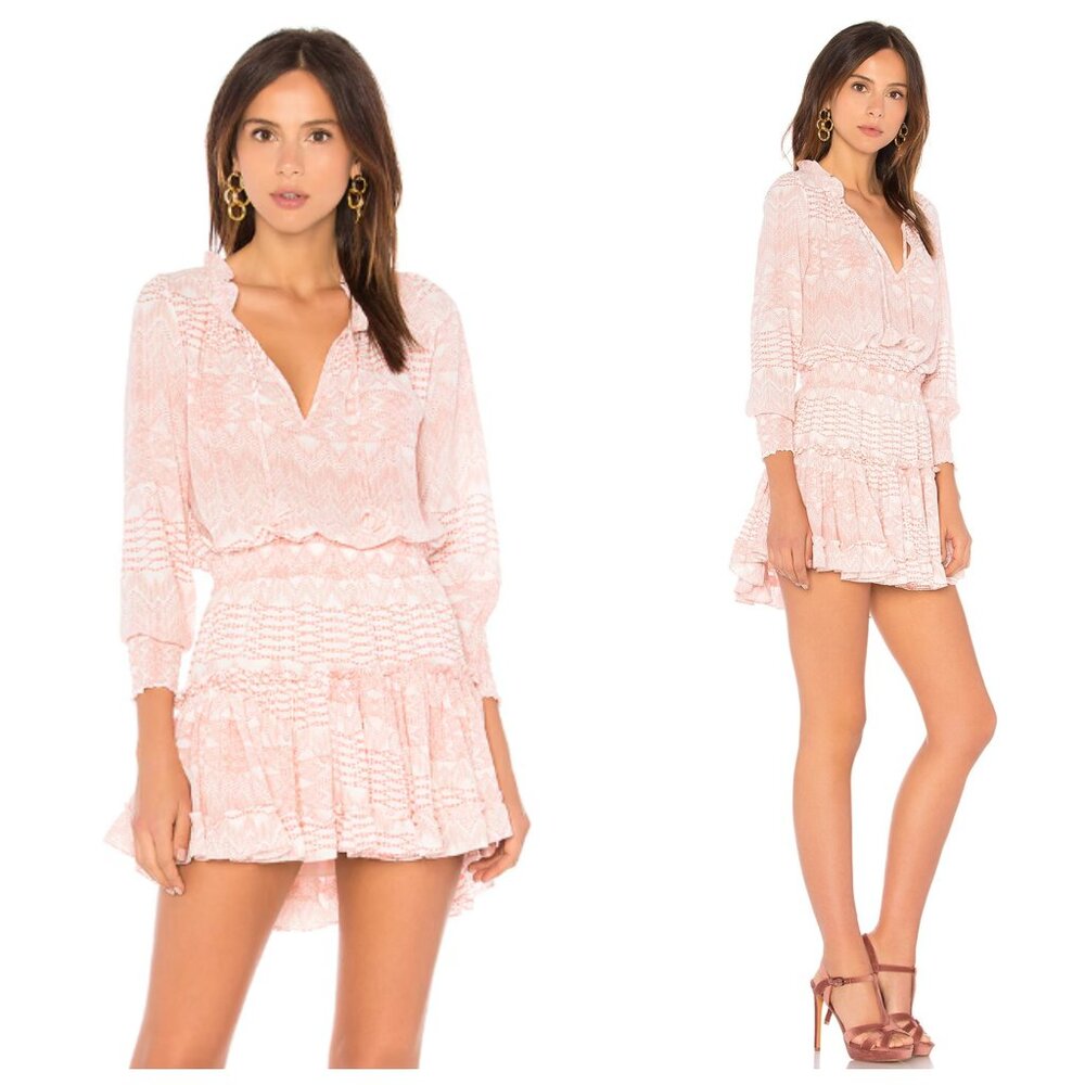 Misa Los Angeles Teresa Pink Long Sleeve Ruffle Dress